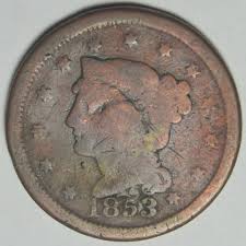 1853 Braided Hair Large Cent VG partial hole – Mount Vernon Coin