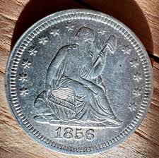 1856 Antique Seated Liberty 90% Silver Quarter 25c ...
