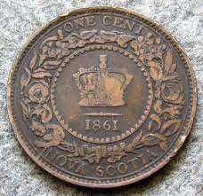 NOVA SCOTIA Canadian Province QUEEN VICTORIA 1861 ONE CENT ...