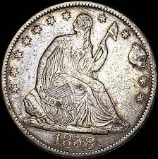 1858 O Silver Seated Liberty Half Dollar Choice Au