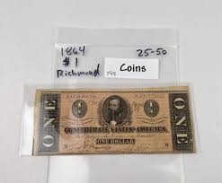 Sold at Auction: 1864 RICHMOND VIRGINIA CIVIL WAR $1 BILL