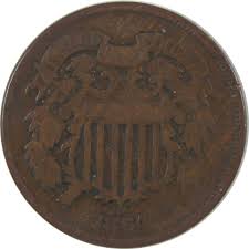 1864 Large Motto Two Cent Piece G Good 2c Coin SKU:I18702