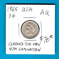 USA - FANTASTIC HISTORICAL THREE CENT NICKEL, 1865, KM# 95 ...