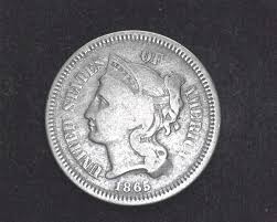 1865 Three Cent Nickel VG - US Coin — Huntington Stamp ...