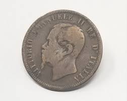1866 Northern Italy Coin, 10 Centesimi Vittorio Emanuele II ...