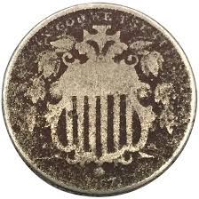 1867 Shield Nickel No Rays. For Sale at Ruby Lane