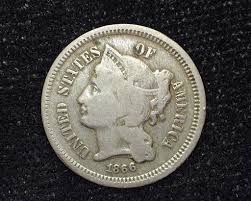 1866 Three Cent Nickel VG - US Coin — Huntington Stamp ...