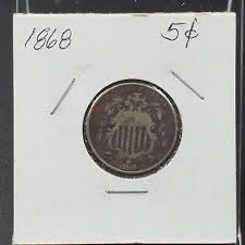 1868 5c Shield Nickel Coin Average Circulated USA's first ...