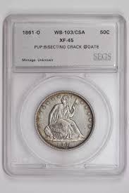 1861-O SEATED LIBERTY HALF DOLLAR CSA WB-103 CHOICE XF/AU | eBay