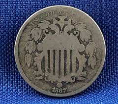 1867 No Rays Shield Nickel Very Good Condition Type 2 ...