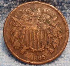 1865 - 2 Cent Piece With "WE" - Civil War Copper - High ...