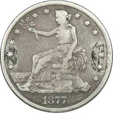 1877 Trade Silver Dollar $1, Fine F, Damaged Obverse | eBay