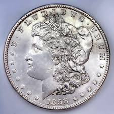 1898 AU UNCIRCULATED MORGAN SILVER DOLLAR 90% SILVER $1 US ...