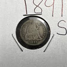 1891 S Liberty Seated Dime Coin AG About Good Full Date Last ...
