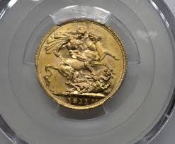 1911 Sovereign Great Britain Gold Coin 0.2354 Oz PCGS MS 62 ...