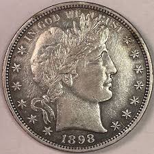 1898 Barber Half Dollar Almost Uncirculated AU Coin, Lightly ...