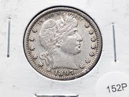 Sold at Auction: 1897 Barber Quarter XF/AU