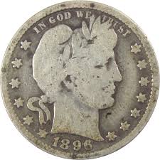 1896 O Barber Quarter G Good Details Silver 25c Coin SKU:I21854