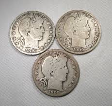 1909, 1909-O & 1909-S Silver Barber Half Dollar Coins AQ152 ...