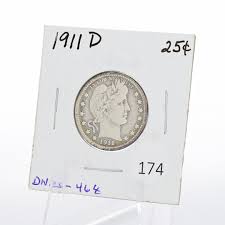 1911-D Barber Quarter 90% Fine Silver Coin Denver Mint US Coin