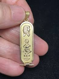 18K Yellow Gold Cartouche King tut Nefertiti Cleopatra ...