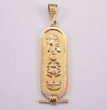 Vintage 18K Yellow Gold Cartouche Charm - Egyptian Cleopatra ...