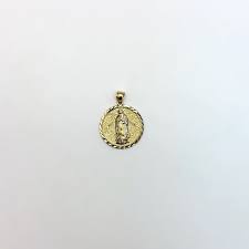 10K Gold Two-Tone Yellow White Virgin Mary Pendant 1.4"