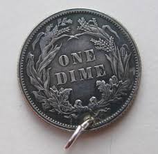 Vintage Love Token Charm Sterling Silver 1890s Barber Dime ...