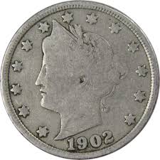 1902 Liberty Head V Nickel Circulated 5c Coin Collectible