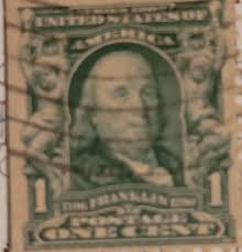 1908 1 Cent Ben Franklin Stamp rare With Green Line | eBay