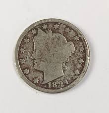 X Rare Old Better Date 1894 Philadelphia Mint "V" Liberty ...