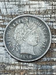 1898 10c US Barber Dime - 90% Silver ~ Toned ~ Full LIBERTY ...