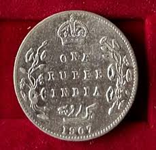 1907 India 1 Rupee Silver Coin King Edward VII KM#508 RARE ...