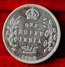 1905 India 1 Rupee Silver Coin King Edward VII KM#508 RARE ...