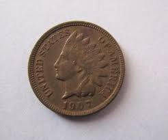 Antique Old 1907 Indian Head Penny One Cent US American Coin ...