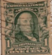 1908 1 Cent Ben Franklin Stamp rare With Green Line | eBay
