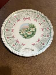 1910 Calendar Plate Water Lilies Purple Bows S. Heyman Dry ...