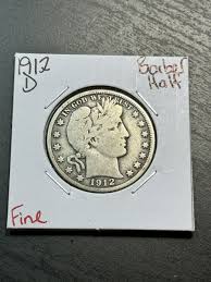 1912 D Barber Silver Half Dollar 50C FINE Condition Coin ...