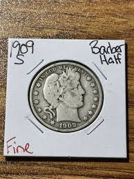 1909 S Barber Half Dollar FN Fine Silver 50c Coin (Raw13046 ...