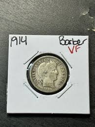 1914 Barber Silver Dime VF Very Fine Better Date Coin ...