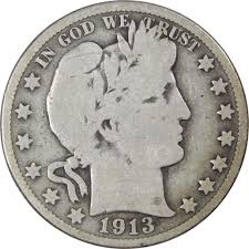 1913 Barber Half Dollar G Good 90% Silver 50c US Type Coin ...