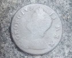 1739 British copper penny in AU condition