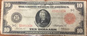 Extremely Rare Red Seal Series of 1914 United States Ten (1) Dollar Large Size Federal Reserve Note - Etsy