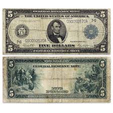 1914 $5 Columbus Federal Reserve Note Circulated ...