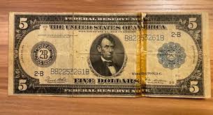 1914 $5 Five Dollar Federal Reserve Horse Blanket US ...