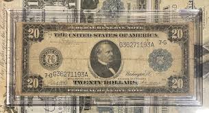 1914 $20 Federal Reserve Note Chicago, Blue Seal FR# 966, F ...