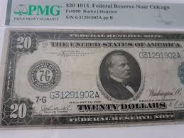 1914 US 20 Dollar Bill American Currency Federal Reserve ...