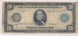 1913 United States Federal Reserve $20 Note Good