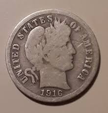 1916 Barber Dime Philadelphia Mint 90% Silver US 10c Coin ...