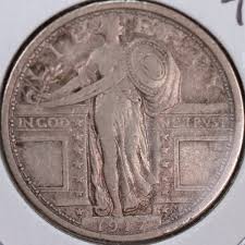 1917 Standing Liberty Quarter, T-1, Extra Fine+ Circulated ...